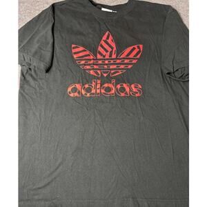 Adidas Originals Men Shirt XL Black Graphic Big Trefoil Logo Short Sleeve